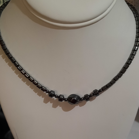 Hematite Necklace set of two, one with Green Aventurine - Picture 4 of 9